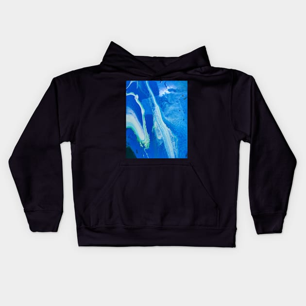 Ocean Themed Acrylic Pour Painting Kids Hoodie by dnacademic